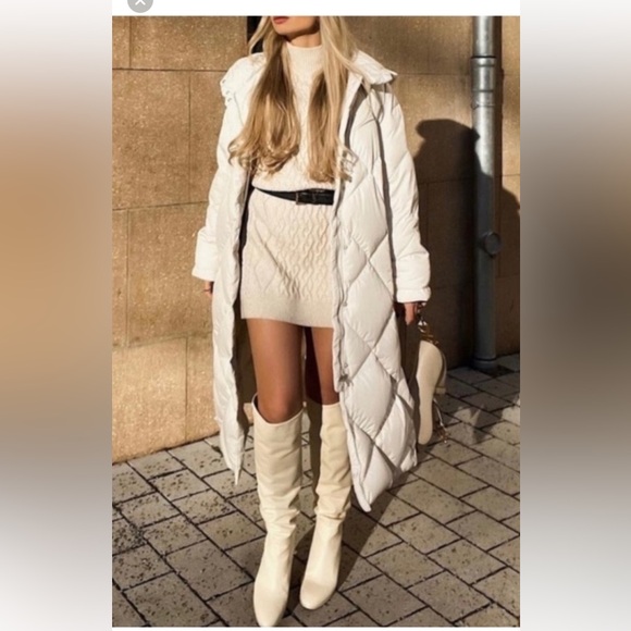 ๐ Zara NWT Long Creamy Puffer Down Coat โ Size S - Picture 5 of 13
